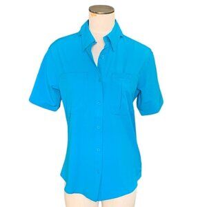 World Wide Sportsman Activewear Fishing Button Up Shirt Women S Blue 133B